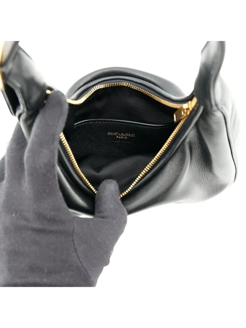 Saint Laurent Paris Handbag Calypso Mini Hobo Lambskin 2-Way Shoulder Black